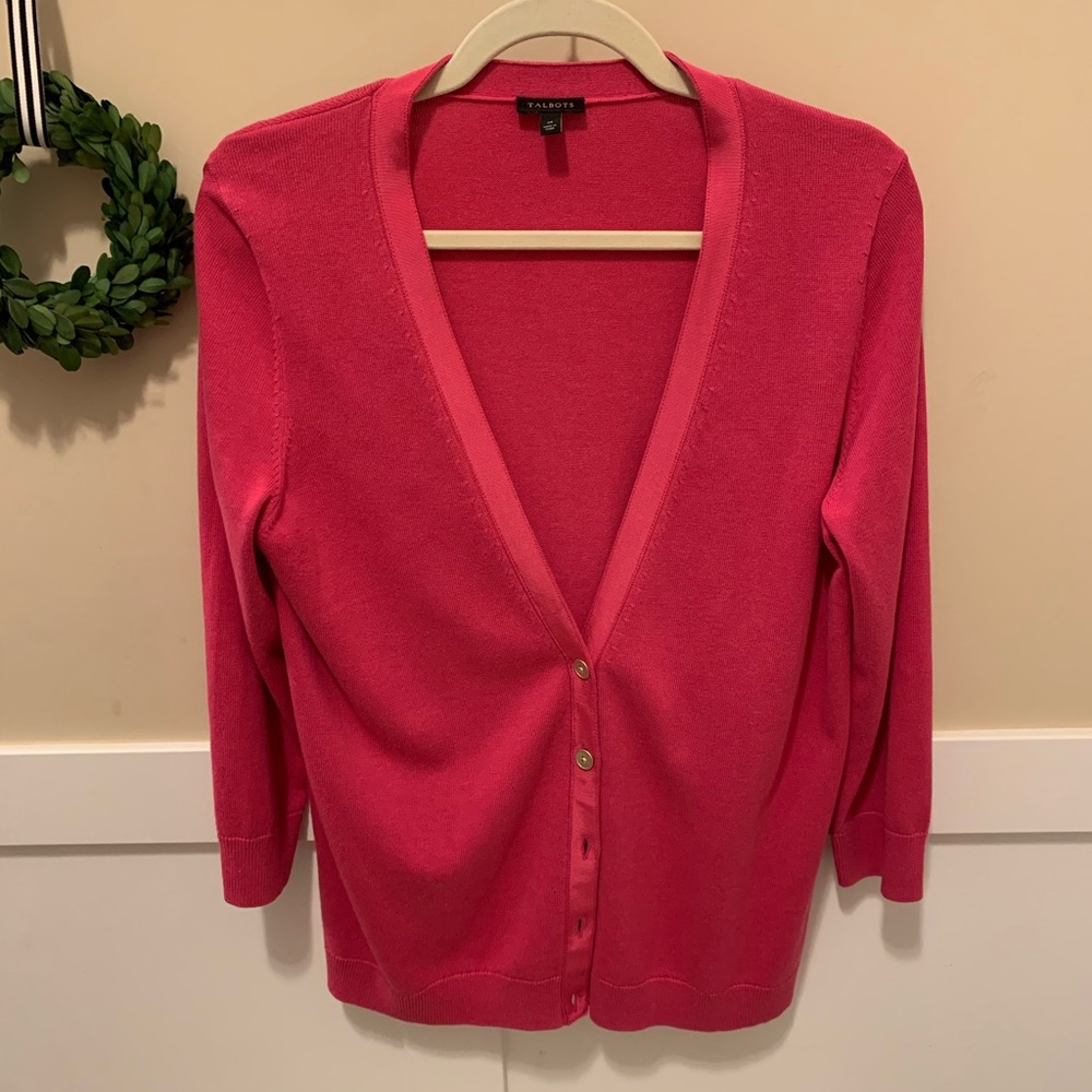 Talbots Pink V-Neck Cardigan - Size Medium